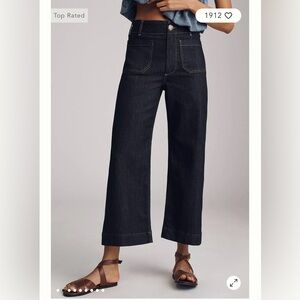 Maeve/Anthropologie The Colette Cropped Wide-Leg Jean in Denim Dark Size 27. NWT